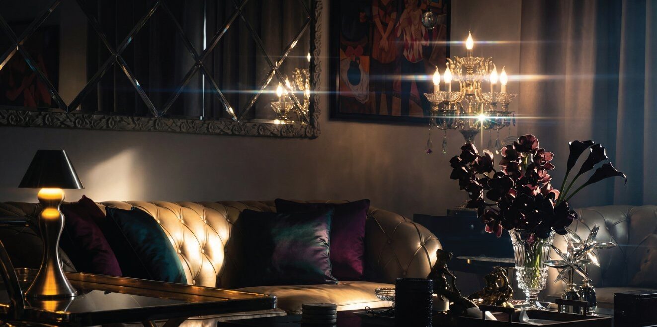 Abdulrahman Al Zeer interior design — candlelit gold lounge