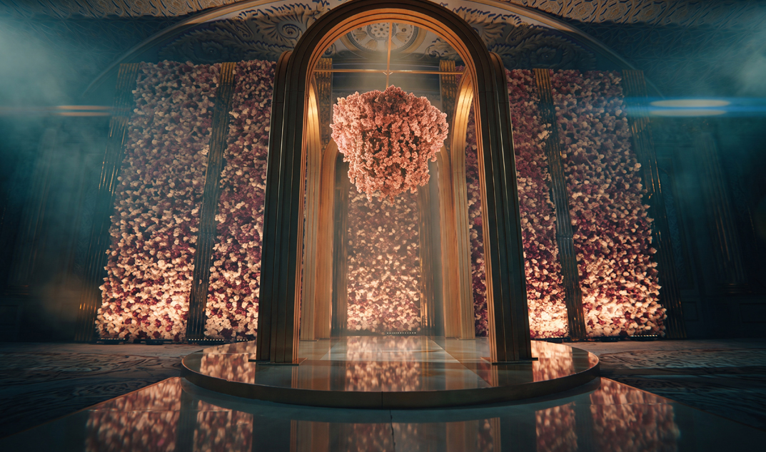 Gold orchids and crystal setting by Abdulrahman Al Zeer